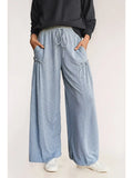 Frilled High Waisted Slouchy Pants - Blue