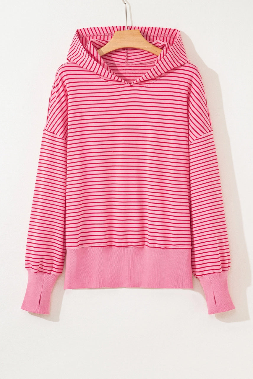 Pink Striped Oversized Hoodie