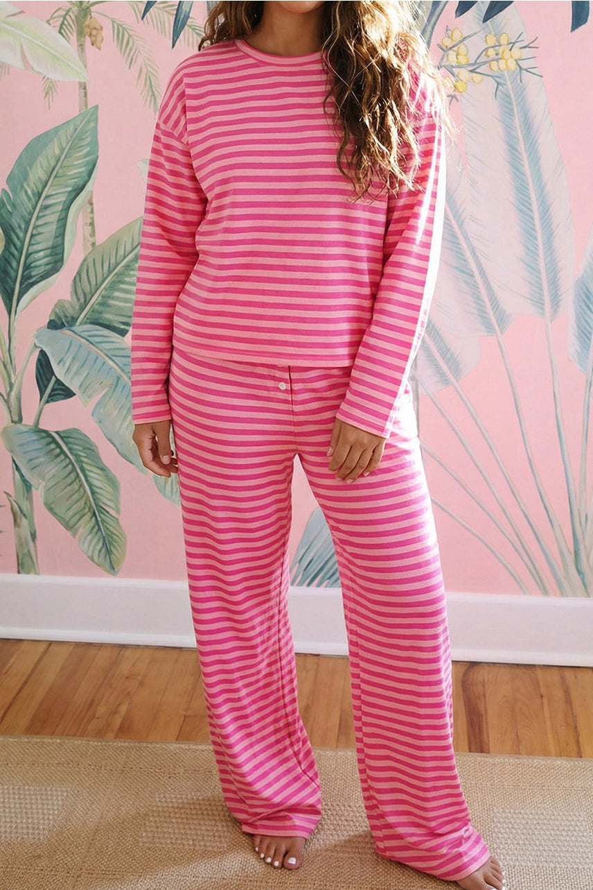 Striped Lounge Set - Hot Pink