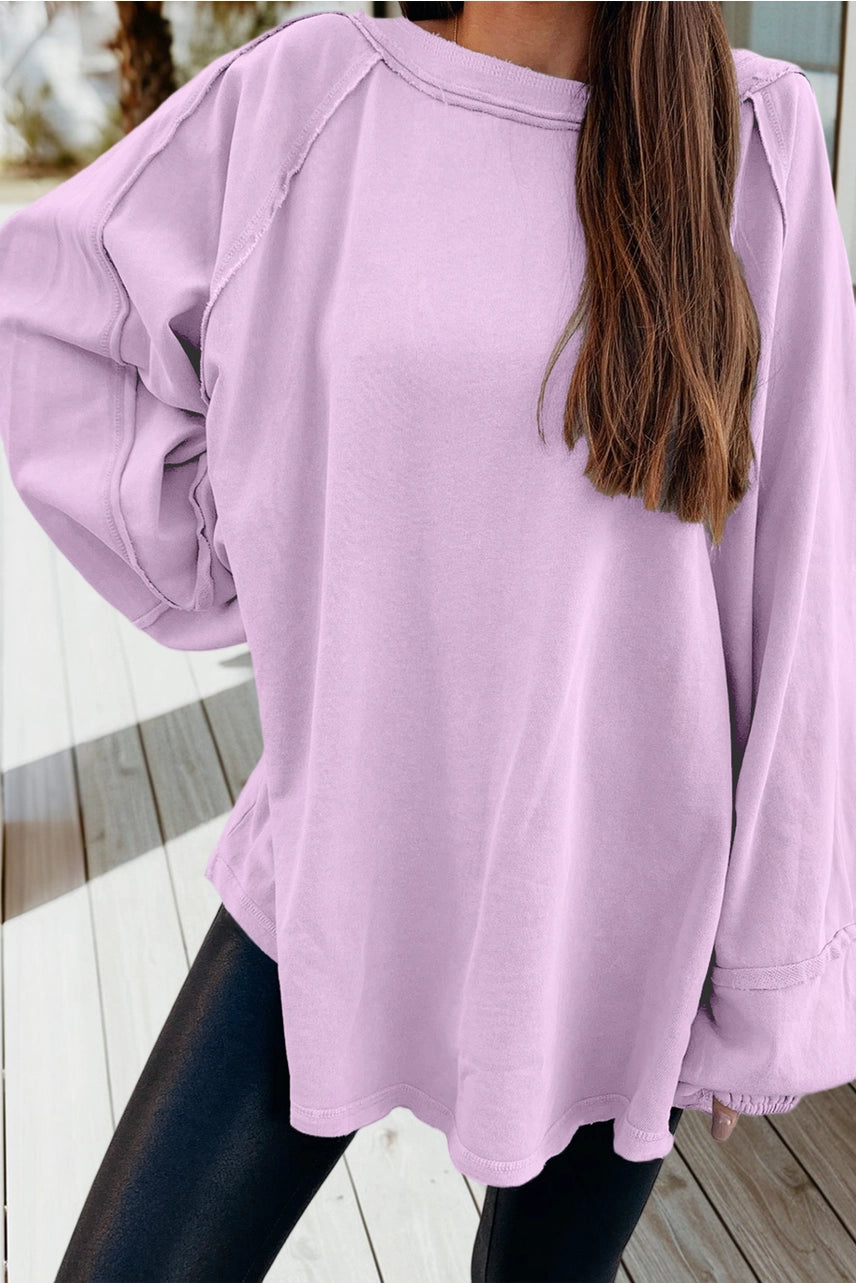 Raw Seam Baggy Sweatshirt - Purple